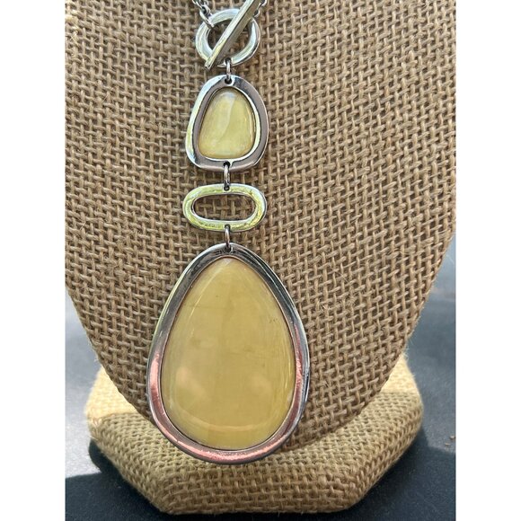 Lia Sophia Moon Dance Necklace Silver Tone Double Chain Front Toggle Clasp 15" - Picture 2 of 5